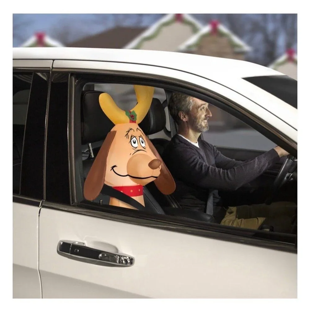 3.5ft The Grinch’s Max with Antlers Car Buddy Holiday Airblown Inflatable